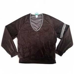 American Vintage Brown Velour V-Neck Sweatshirt